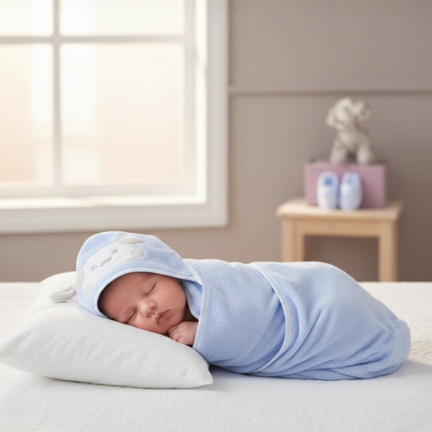 Havlu Kundak - Bebek Havlu Kundak Terlik Seti Puppy - Miespiga