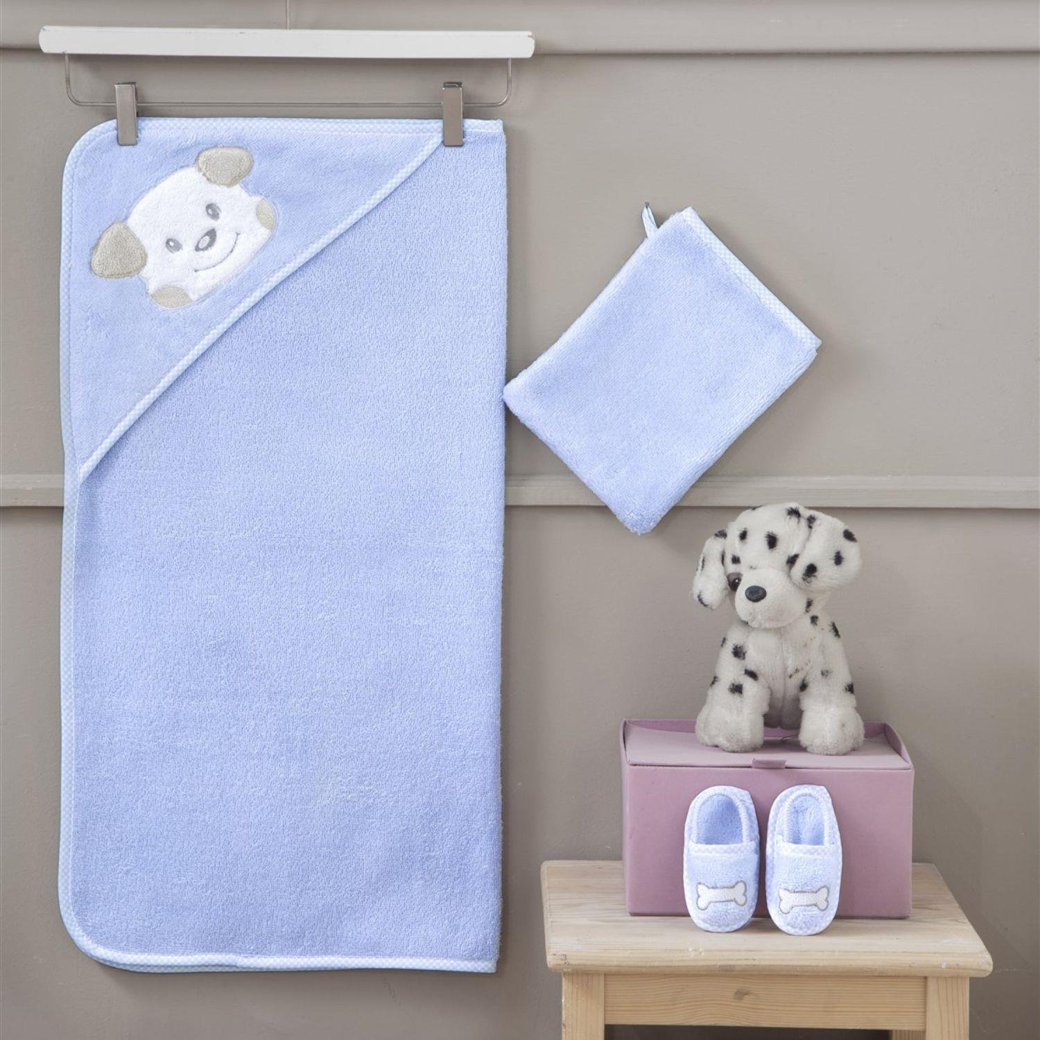 Havlu Kundak - Bebek Havlu Kundak Terlik Seti Puppy - Miespiga