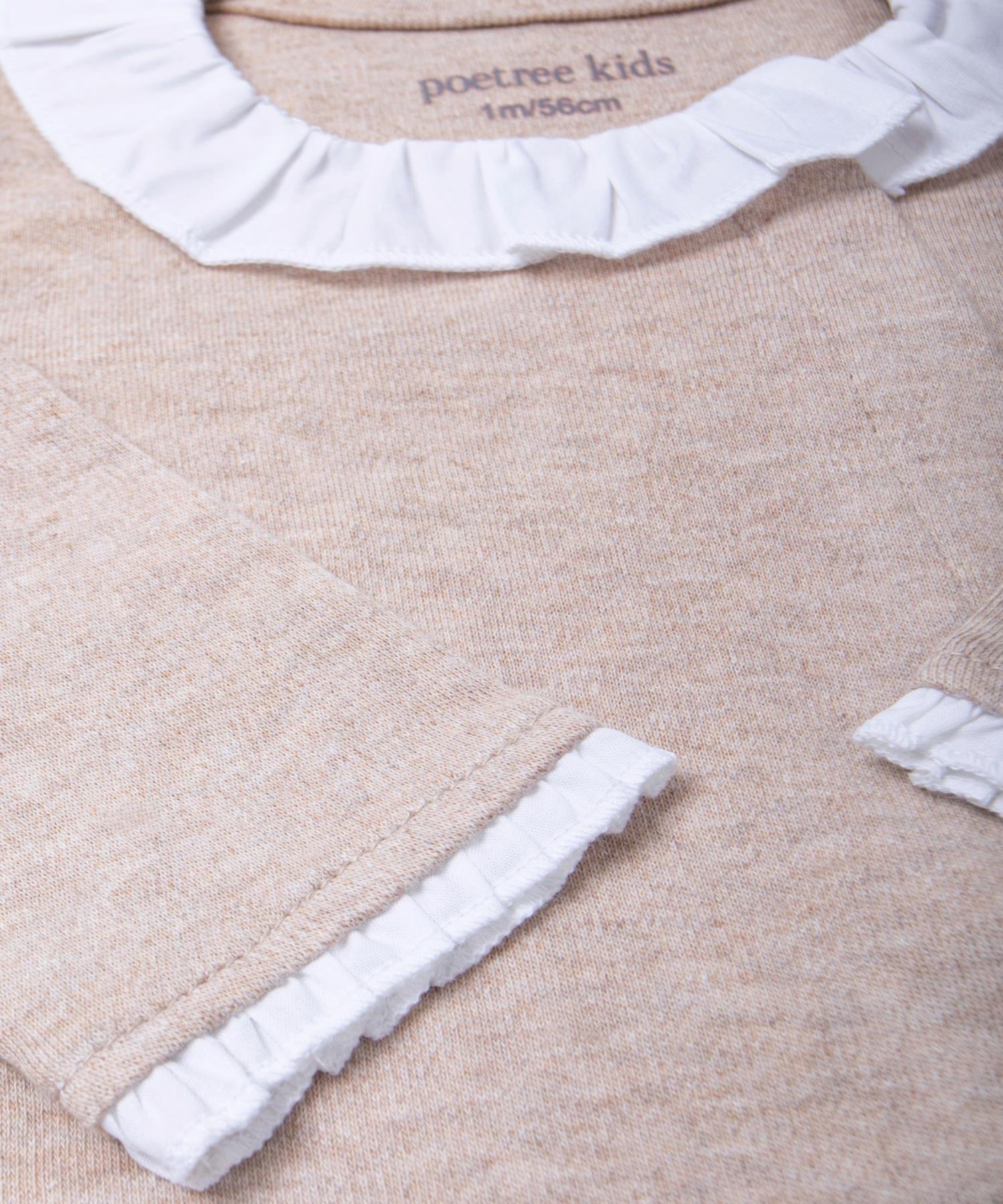 Tulum - Chevron Camel Fırfır Yaka Bebek Tulum - Poetree Kids