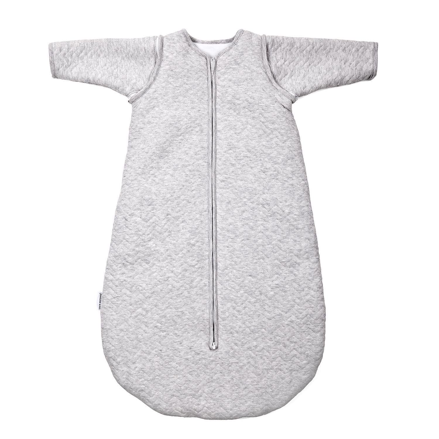 Bebek Uyku Tulumu - Chevron Grey Çıkarılabilir Kollu Bebek Uyku Tulumu Kışlık 4 Tog 70 cm - Poetree Kids