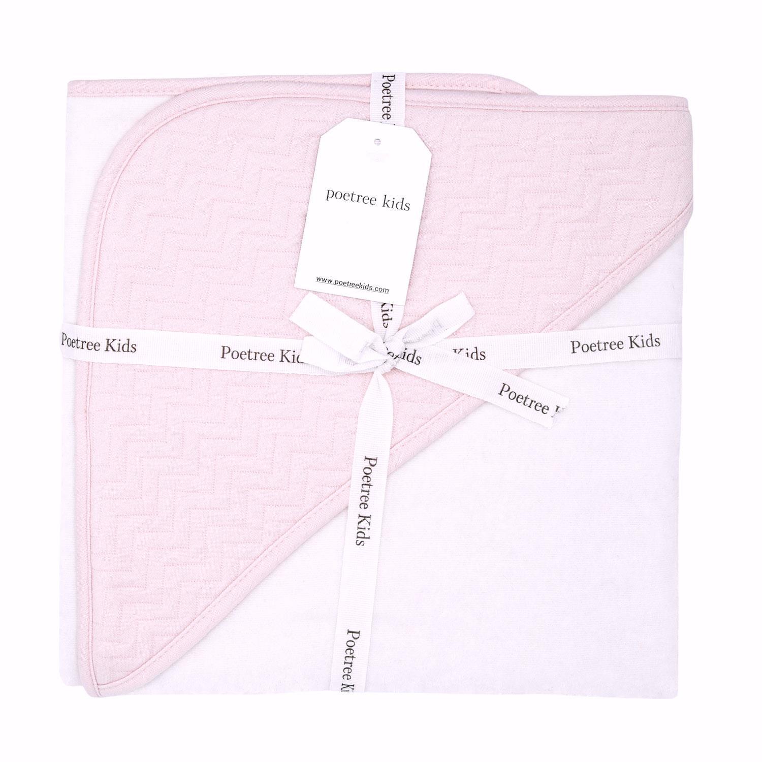 Battaniye - Chevron Light Pink İçi Nikili Bebek Battaniye - Poetree Kids