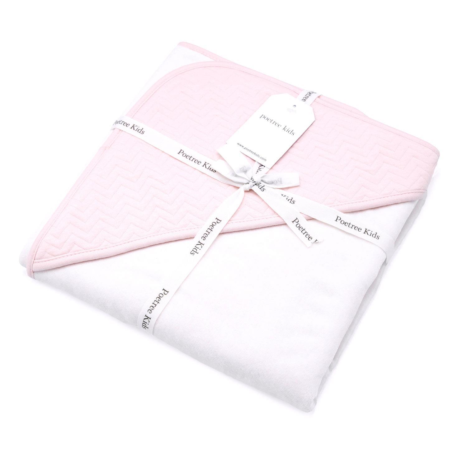 Battaniye - Chevron Light Pink İçi Nikili Bebek Battaniye - Poetree Kids