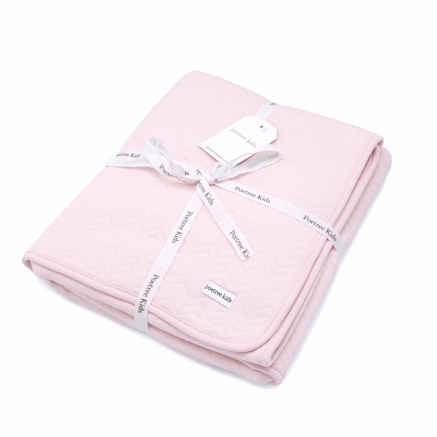 Battaniye - Chevron Light Pink Welsoftlu Bebek Battaniyesi 100x140 - Poetree Kids