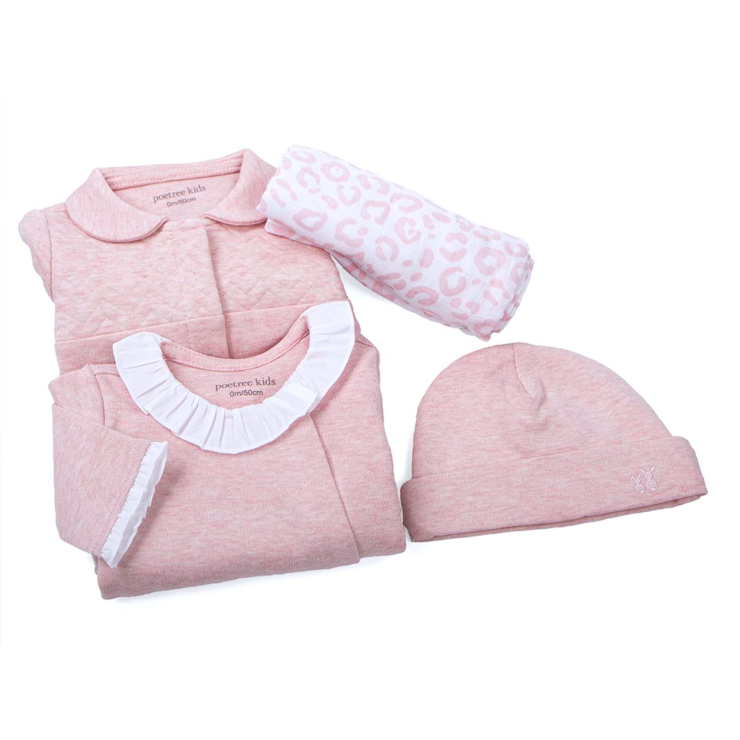 Tulum - Chevron Pink Fırfır Yaka Bebek Tulum - Poetree Kids