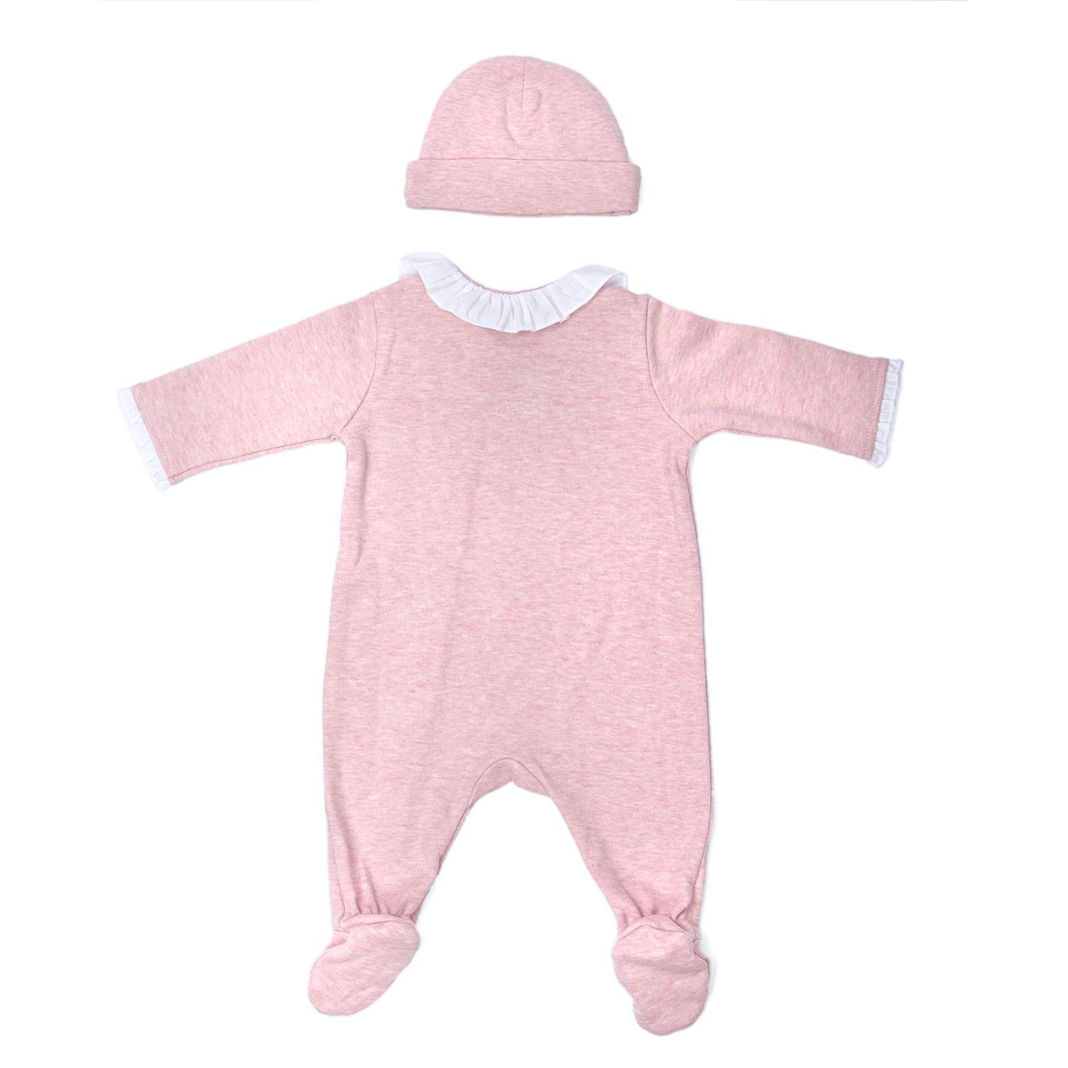 Tulum - Chevron Pink Fırfır Yaka Bebek Tulum - Poetree Kids