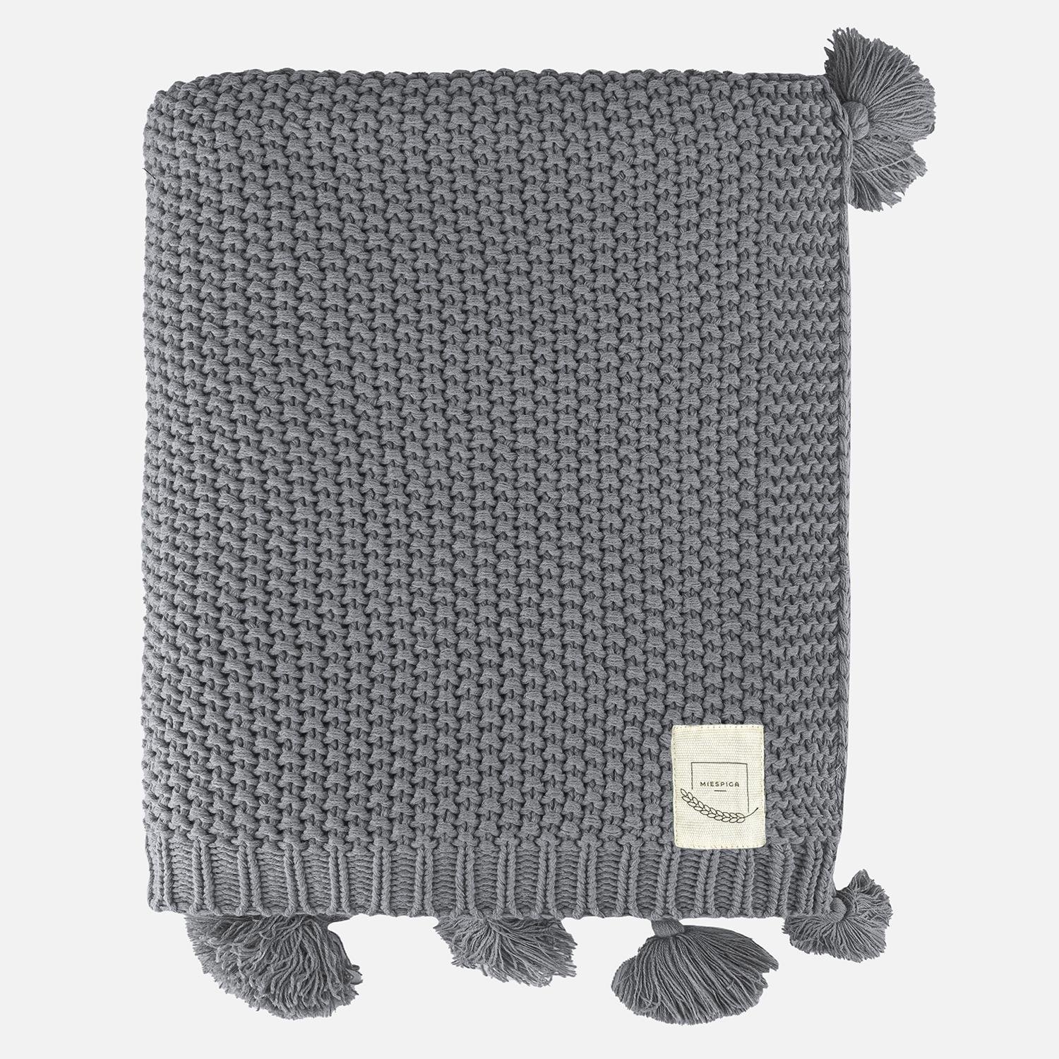 Battaniye - Coco Pirinç Örgü Ponponlu Triko Tv Battaniyesi Throw Koltuk Şalı - Miespiga