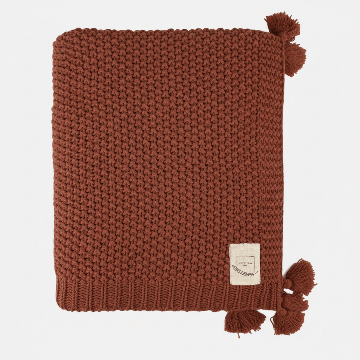 Koltuk Şalı - Coco Pirinç Örgü Ponponlu Triko Tv Battaniyesi Throw Koltuk Şalı - Miespiga