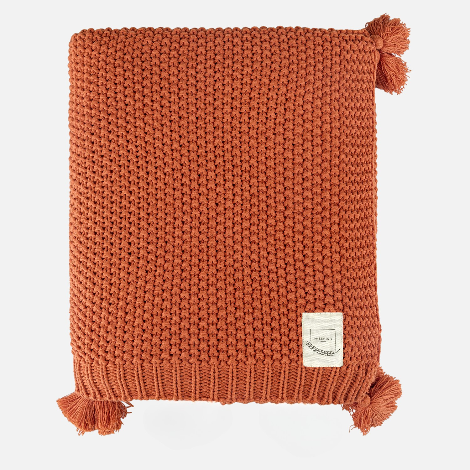 Battaniye - Coco Pirinç Örgü Ponponlu Triko Tv Battaniyesi Throw Koltuk Şalı - Miespiga