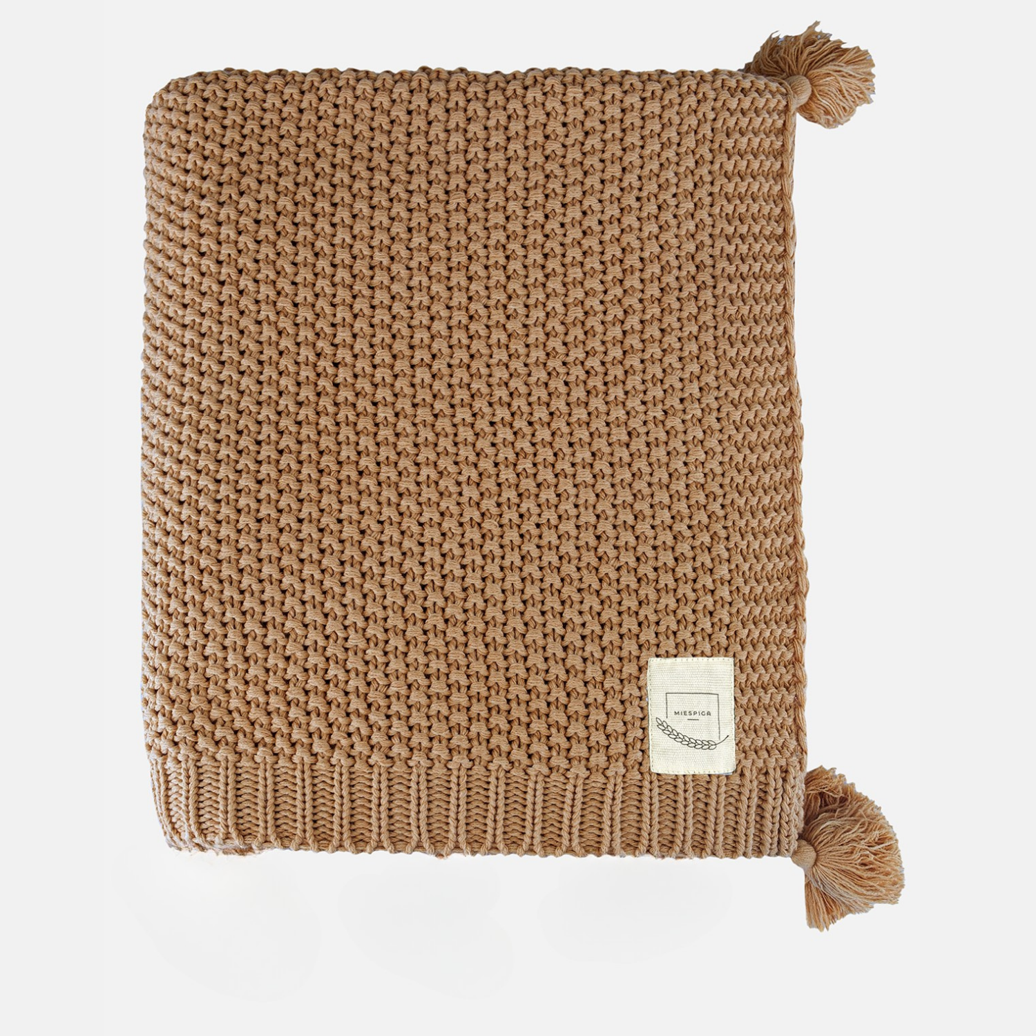 Battaniye - Coco Pirinç Örgü Ponponlu Triko Tv Battaniyesi Throw Koltuk Şalı - Miespiga