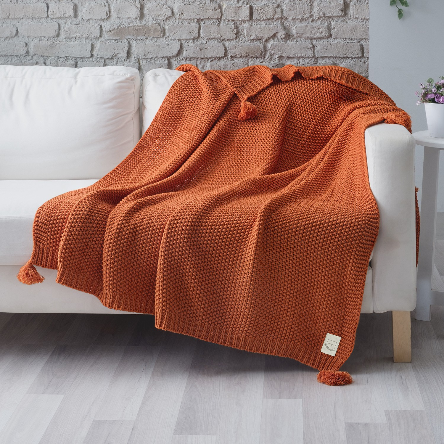 Battaniye - Coco Pirinç Örgü Ponponlu Triko Tv Battaniyesi Throw Koltuk Şalı - Miespiga