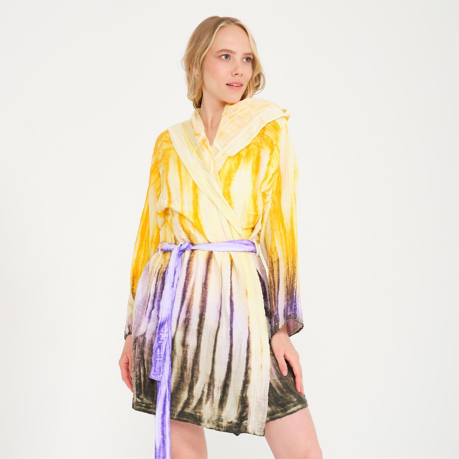 Müslin Bornoz - Colorato Batik Müslin Bornoz - Miespiga