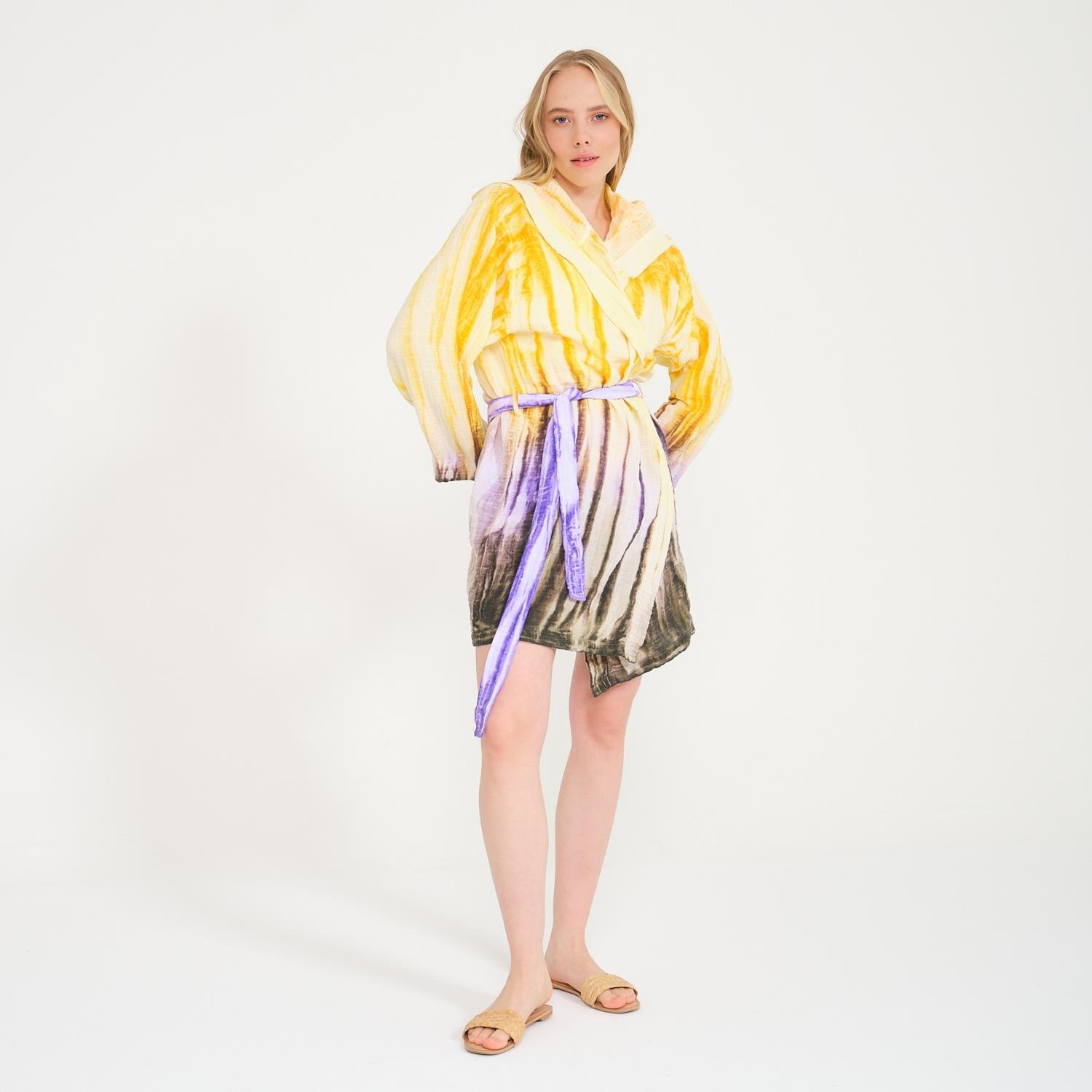 Müslin Bornoz - Colorato Batik Müslin Bornoz - Miespiga