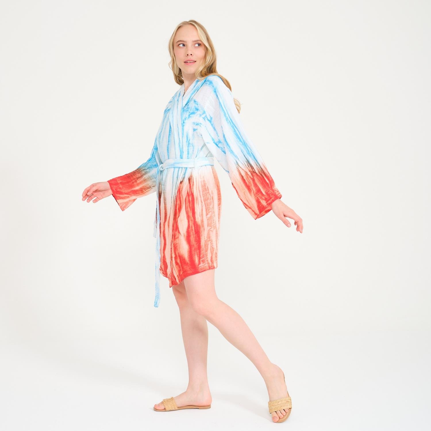 Müslin Bornoz - Colorato Batik Müslin Bornoz - Miespiga