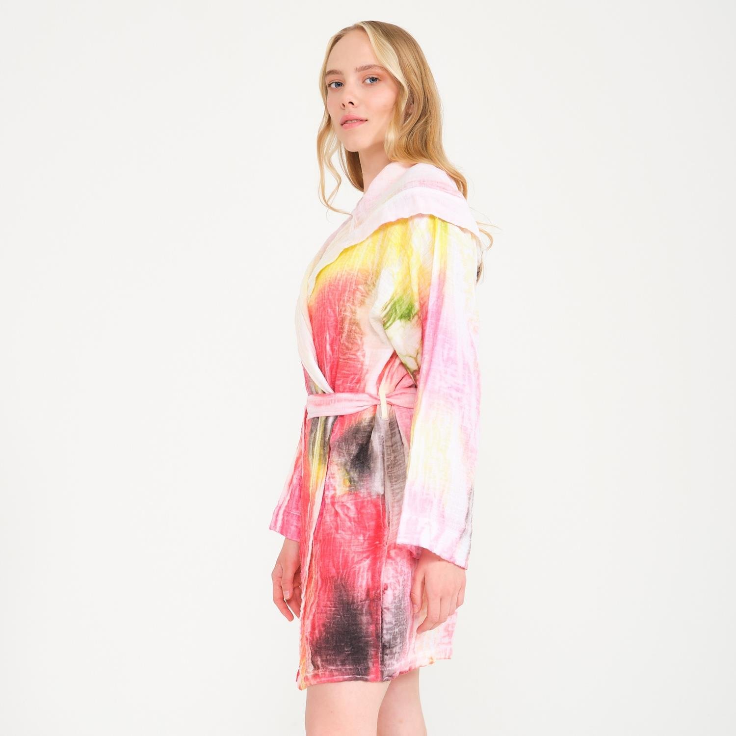 Müslin Bornoz - Colorato Batik Müslin Bornoz - Miespiga