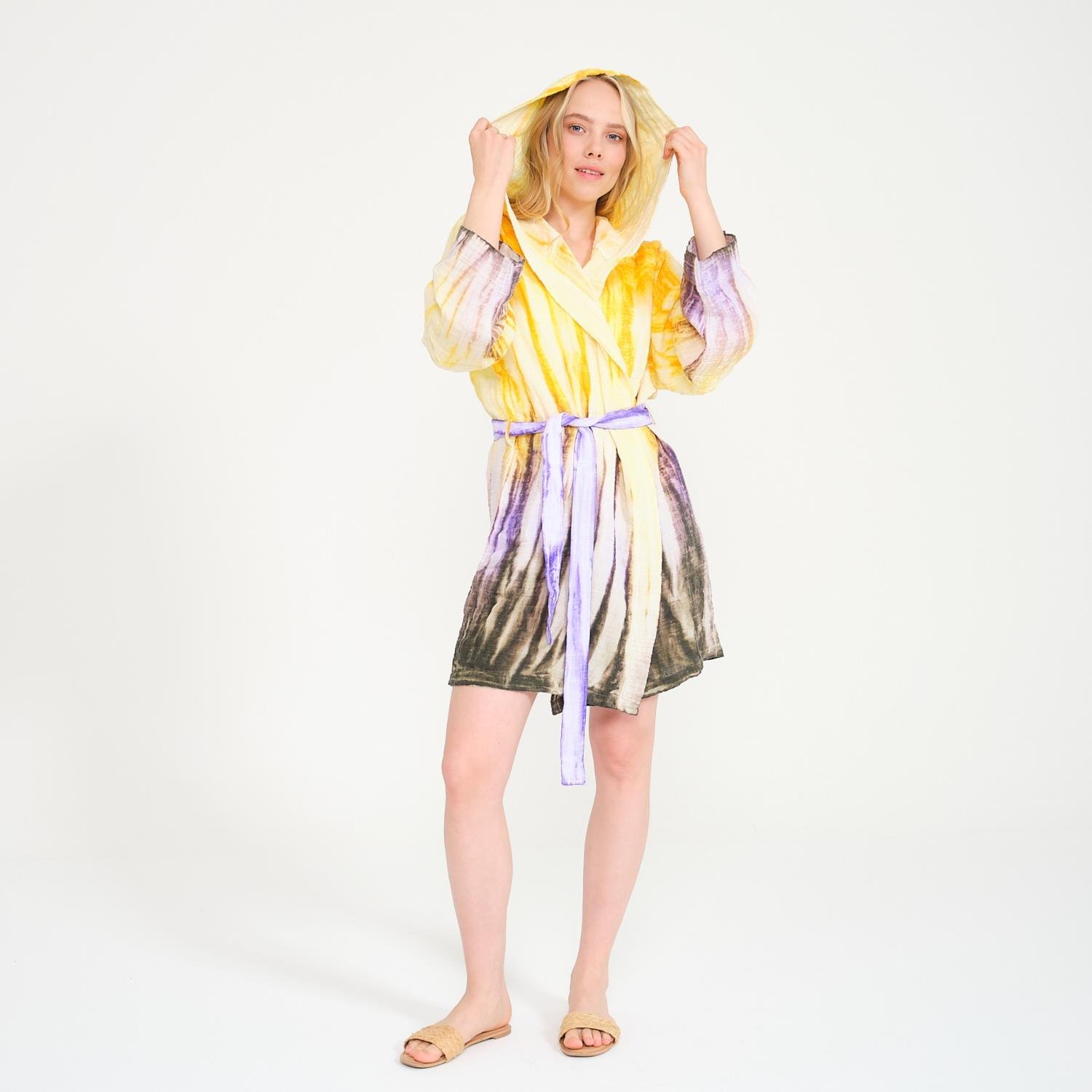 Müslin Bornoz - Colorato Batik Müslin Bornoz - Miespiga