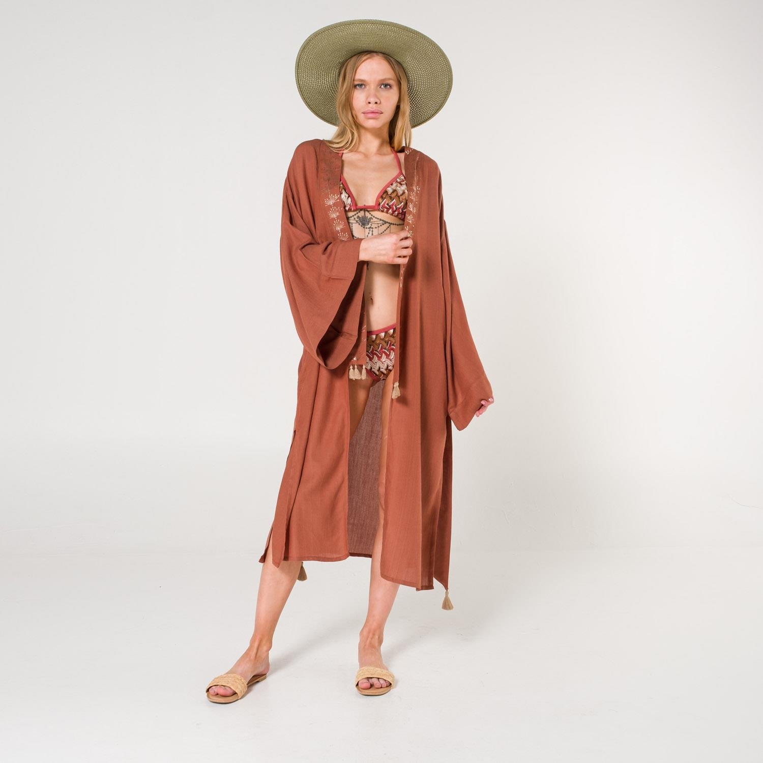 Kimono - Eli Kadın Pul Baskılı Kimono - Miespiga