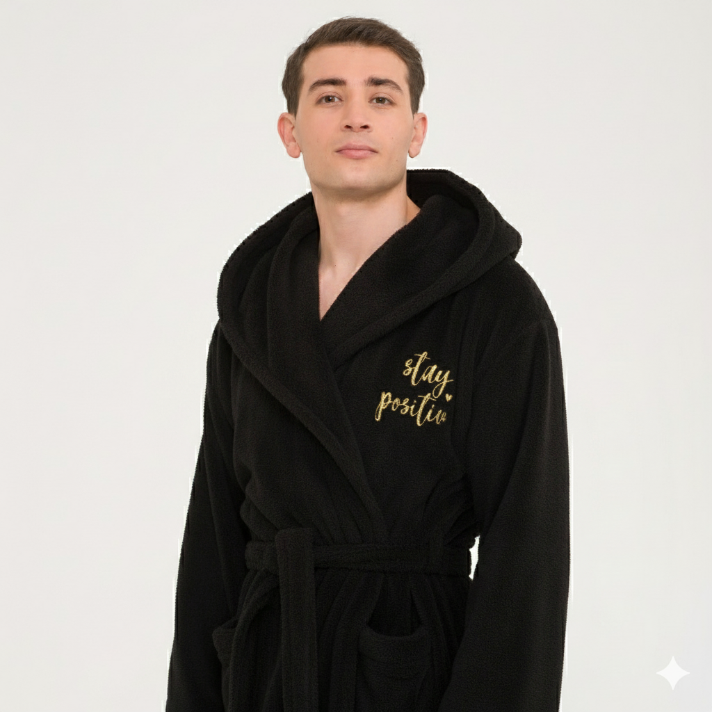 Erkek Sabahlık - Erkek Uzun Welsoft Kapüşonlu Sabahlık - Miespiga