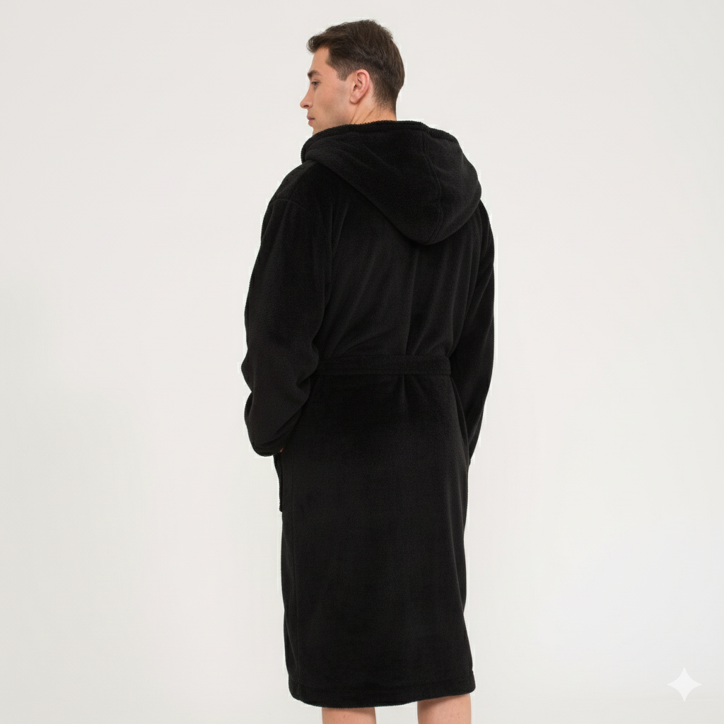 Erkek Sabahlık - Erkek Uzun Welsoft Kapüşonlu Sabahlık - Miespiga