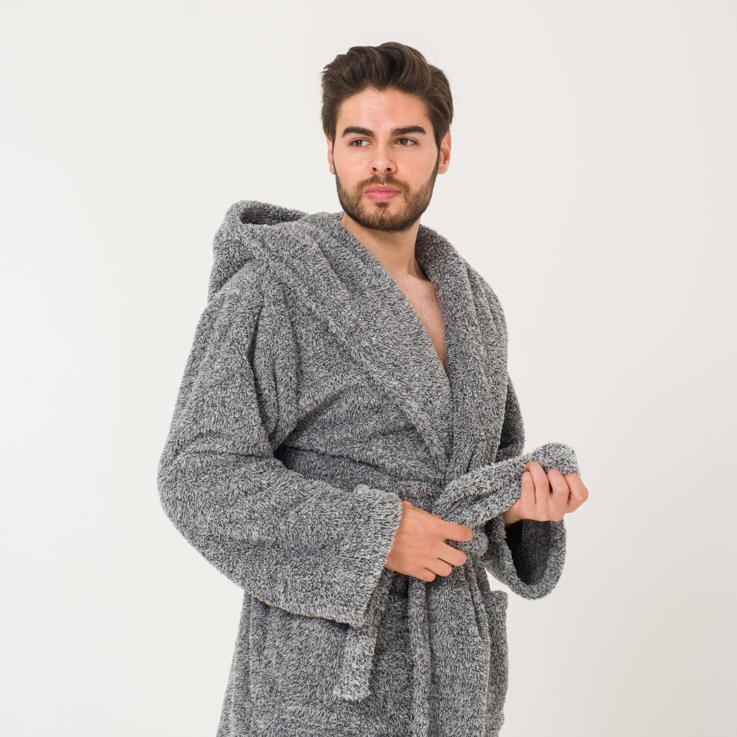 Erkek Sabahlık - Erkek Uzun Welsoft Kapüşonlu Sabahlık - Miespiga