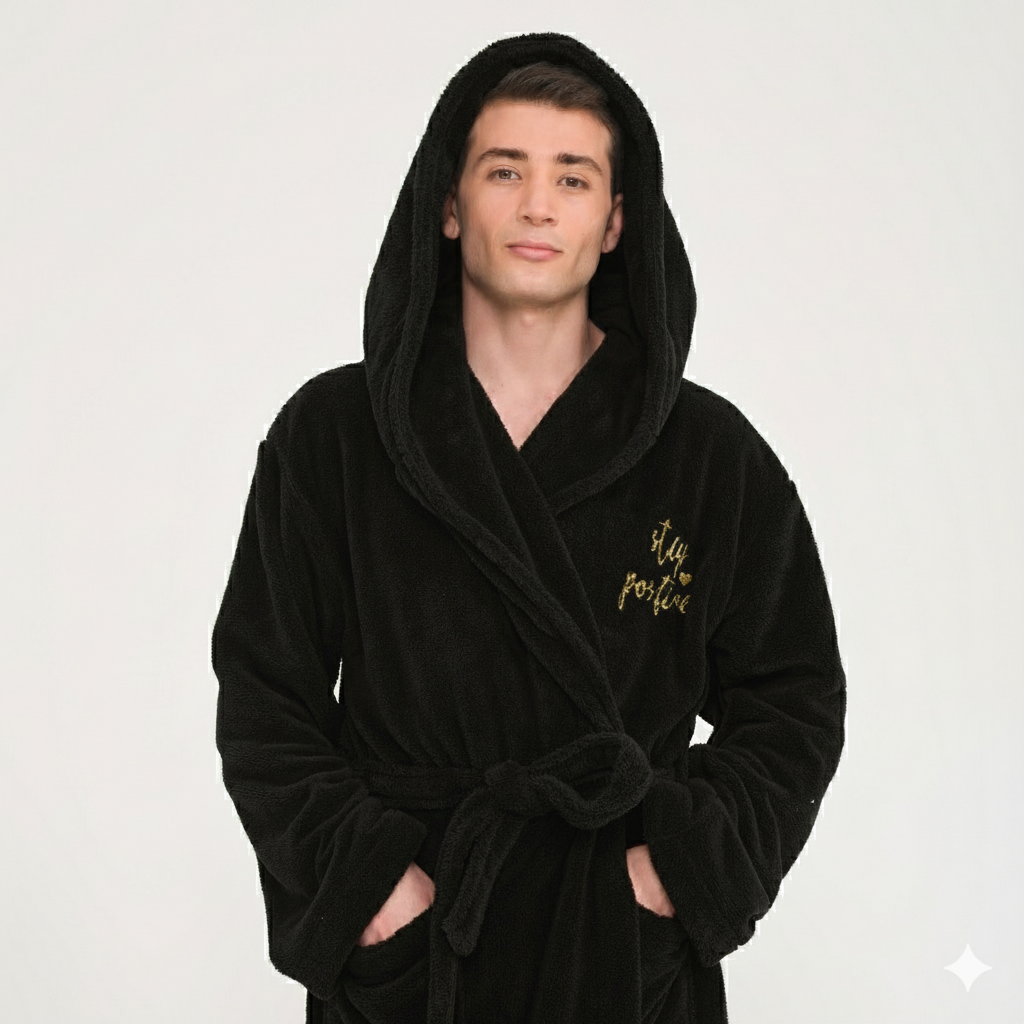 Erkek Sabahlık - Erkek Uzun Welsoft Kapüşonlu Sabahlık - Miespiga