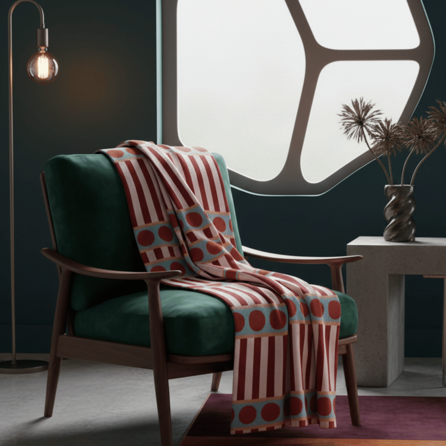 Battaniye - Geometrik Desenli Modern Triko Battaniye - Yumuşak Dokulu Koltuk Örtüsü ve Tv Battaniyesi (130×170 cm) - Miespiga