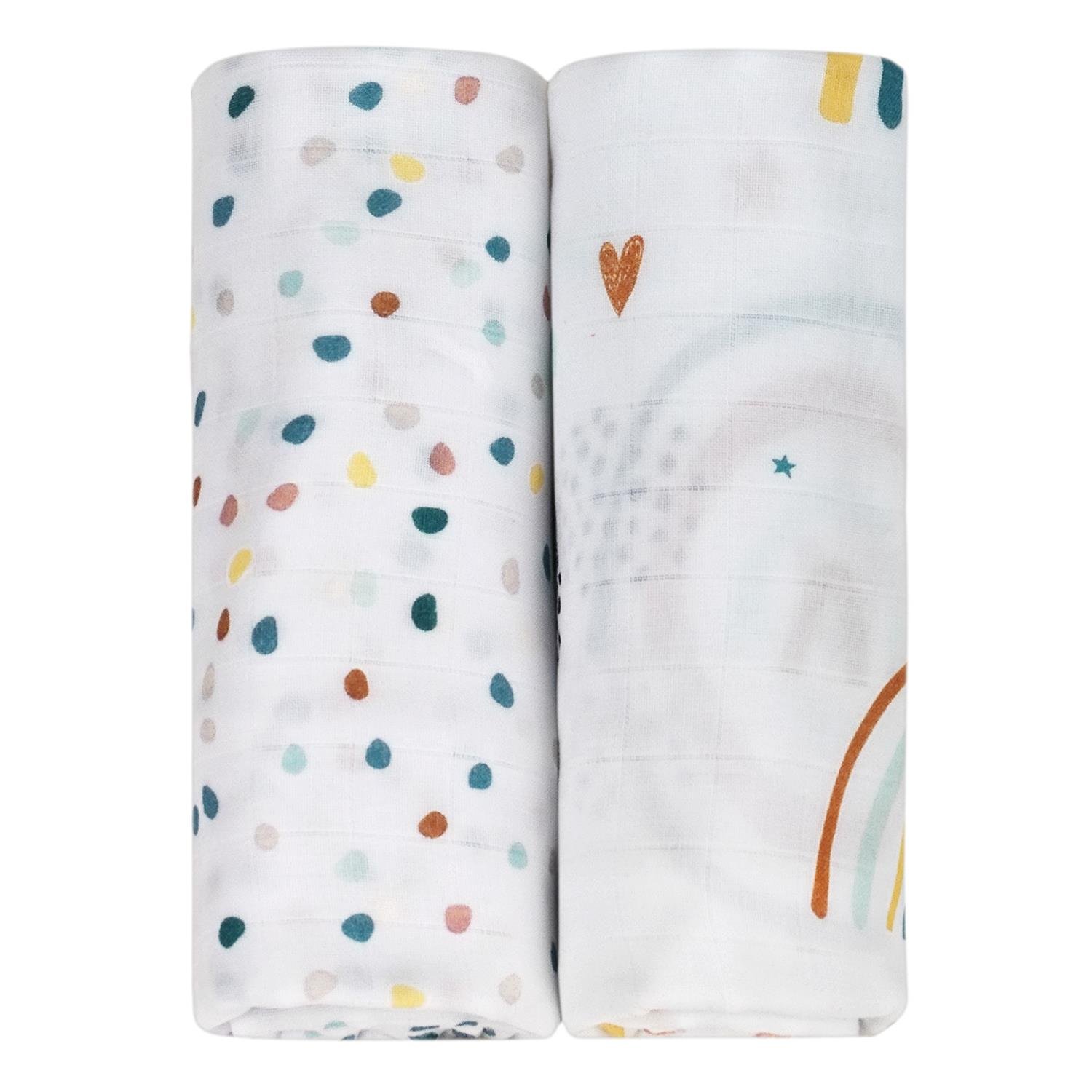 Müslin Örtü ve Battaniyeler - Gökkuşağı 2'li Müslin Örtü Seti - Miespiga