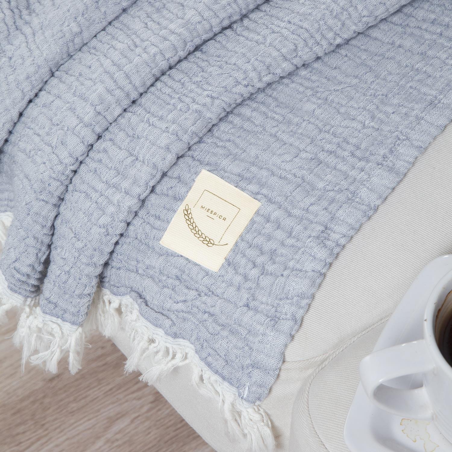 Müslin Örtüler ve Şallar - Gold 3 Kat Müslin Çok Amaçlı Koltuk Şalı Örtü Throw 125x190 - Miespiga