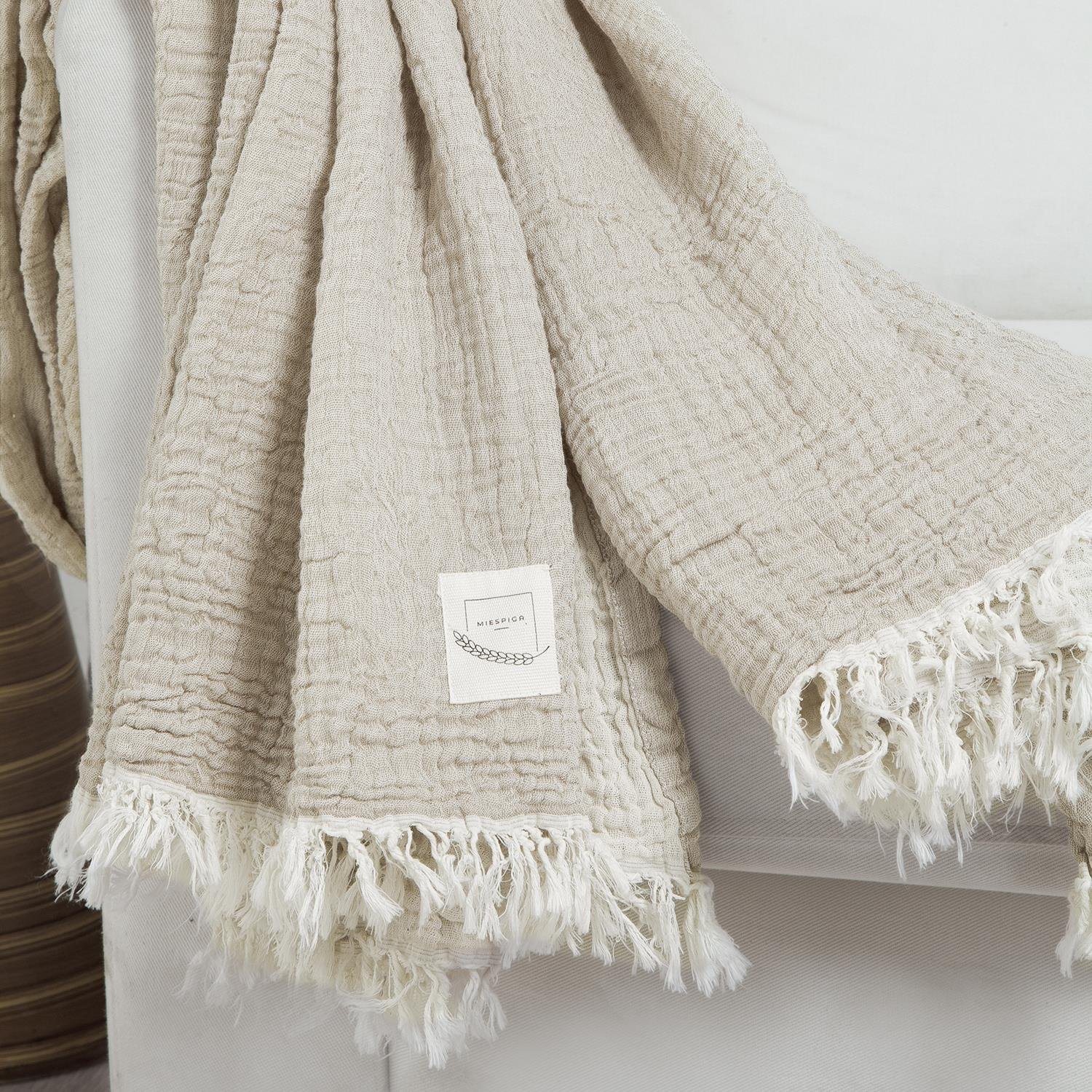 Müslin Peştemal - Gold 3 Kat Müslin Peştemal Plaj Havlusu 125x190 - Miespiga