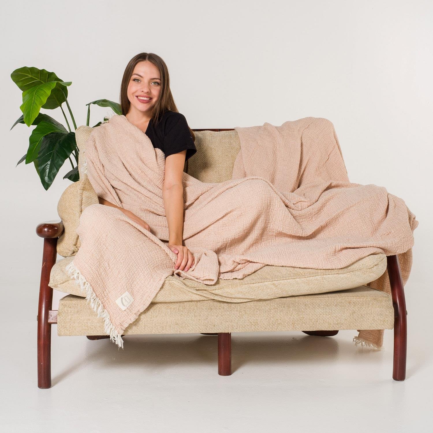 Yatak Örtüsü & Pike - Gold Müslin Çift Kişilik Çift Taraflı Yatak Örtüsü - Miespiga