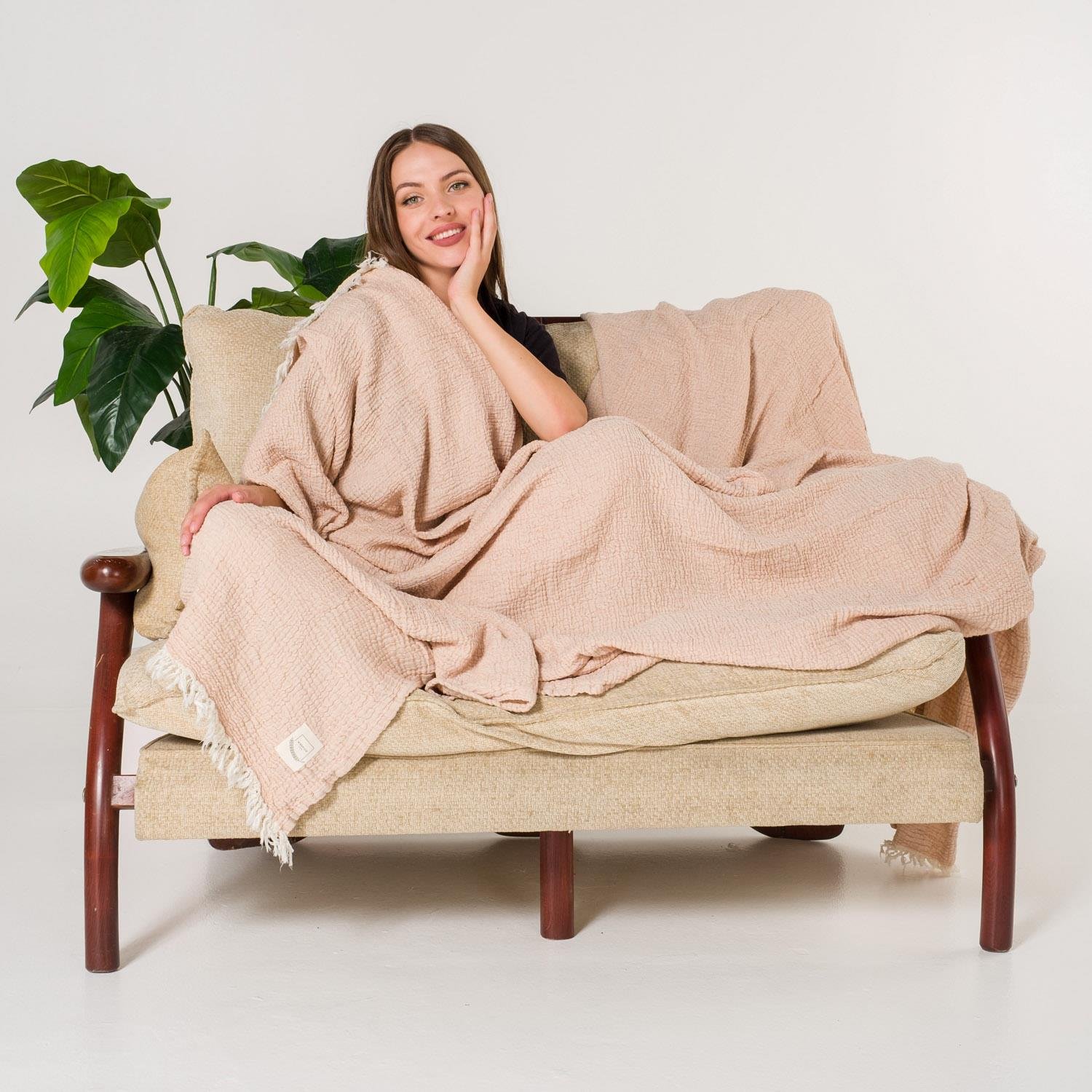 Yatak Örtüsü & Pike - Gold Müslin Çift Kişilik Çift Taraflı Yatak Örtüsü - Miespiga