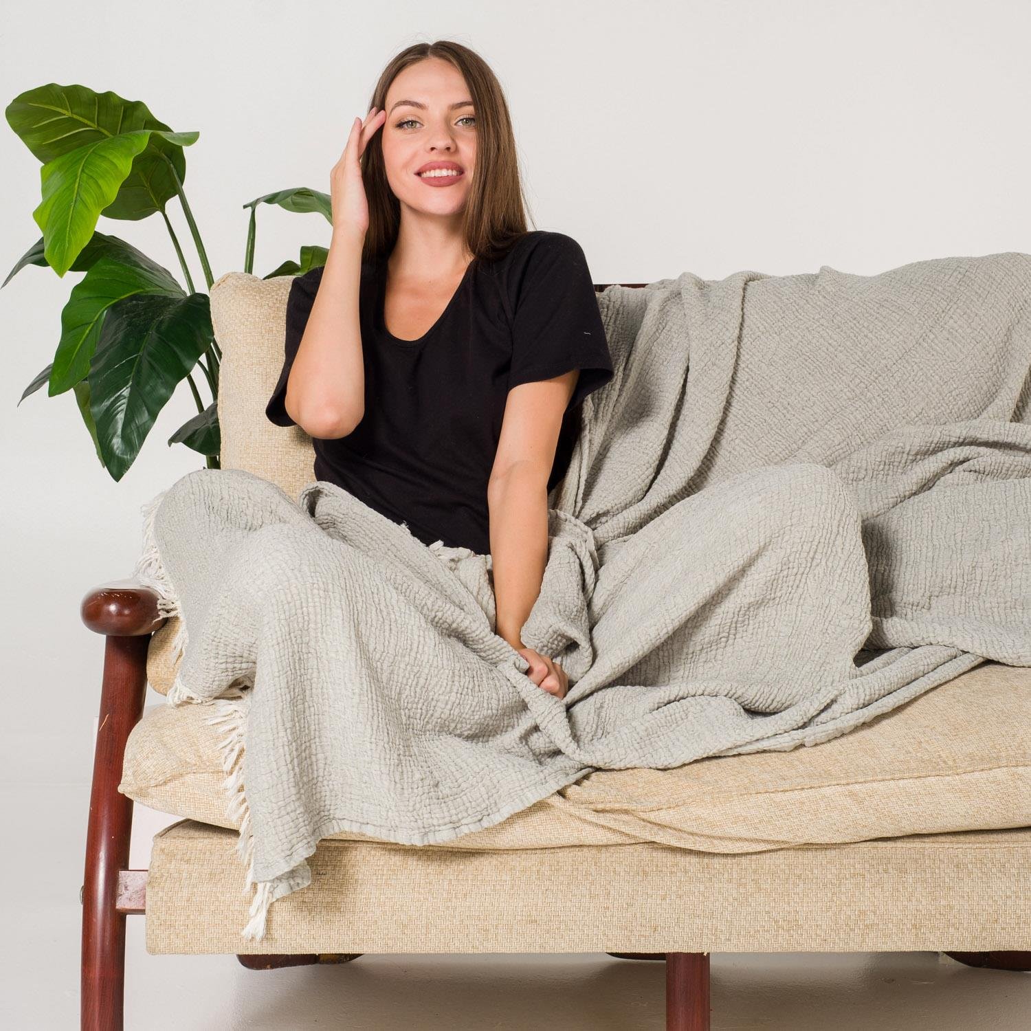 Yatak Örtüsü & Pike - Gold Müslin Çift Kişilik Çift Taraflı Yatak Örtüsü - Miespiga