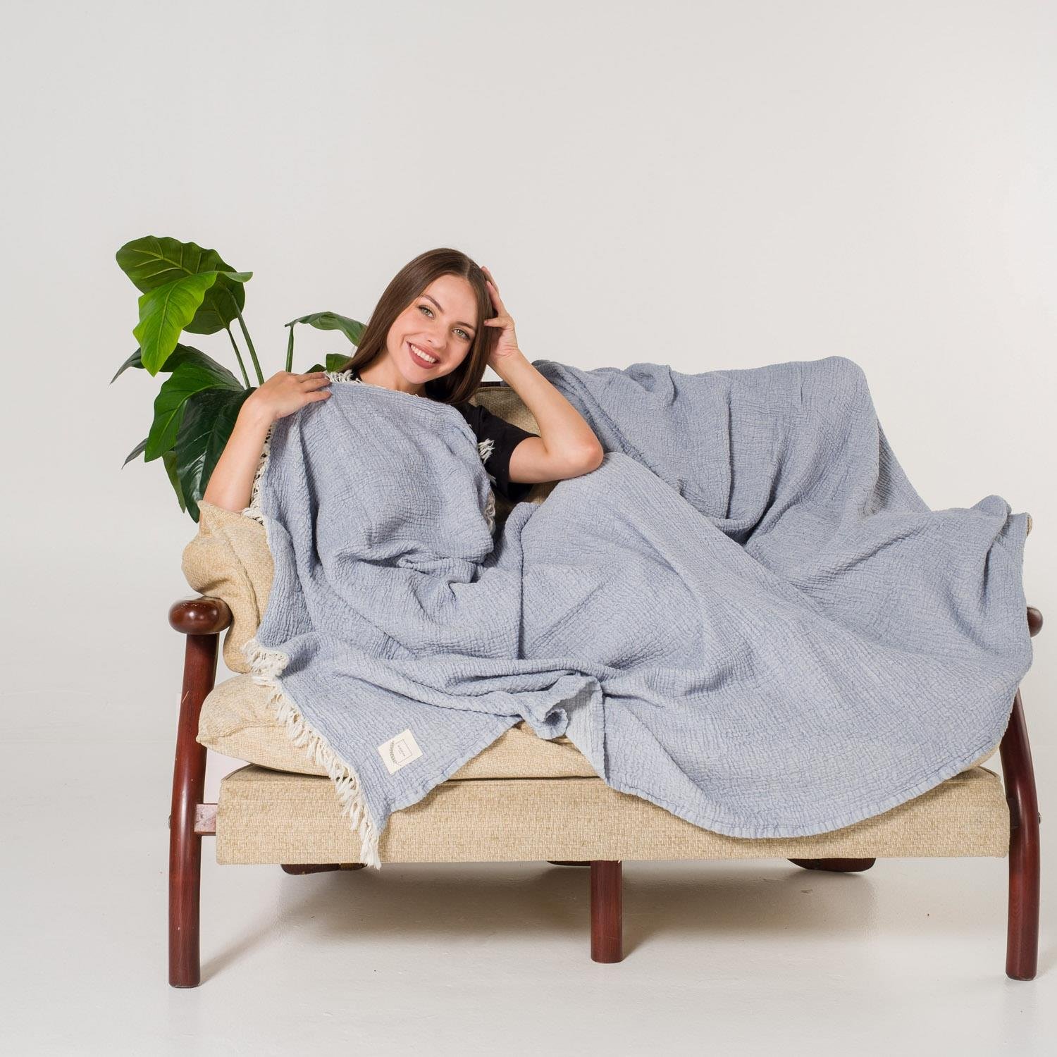 Yatak Örtüsü & Pike - Gold Müslin Çift Kişilik Çift Taraflı Yatak Örtüsü - Miespiga