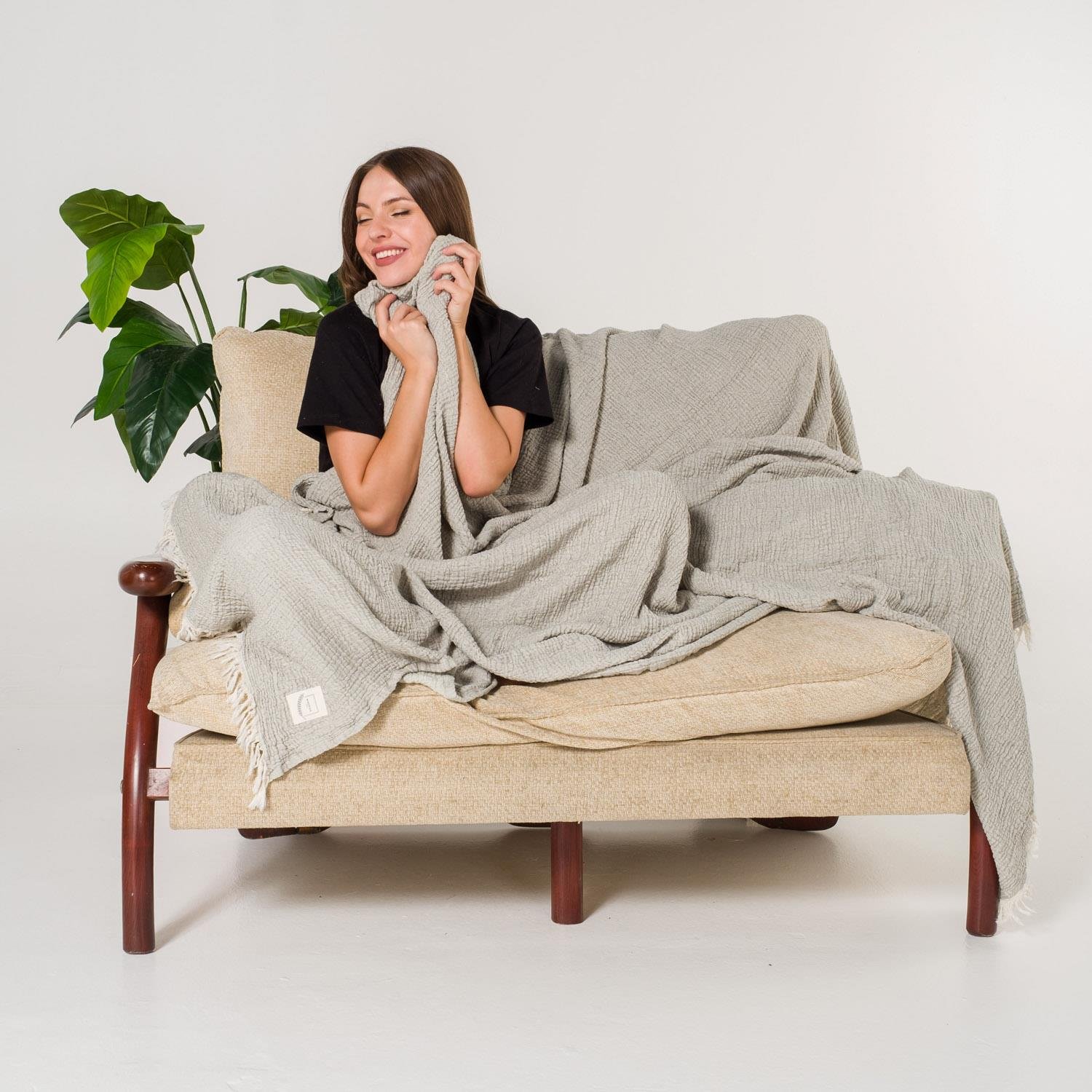 Yatak Örtüsü & Pike - Gold Müslin Çift Kişilik Çift Taraflı Yatak Örtüsü - Miespiga