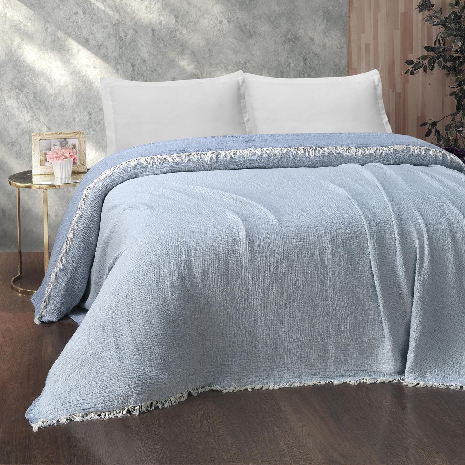 Yatak Örtüsü & Pike - Gold Müslin Çift Kişilik Çift Taraflı Yatak Örtüsü - Miespiga