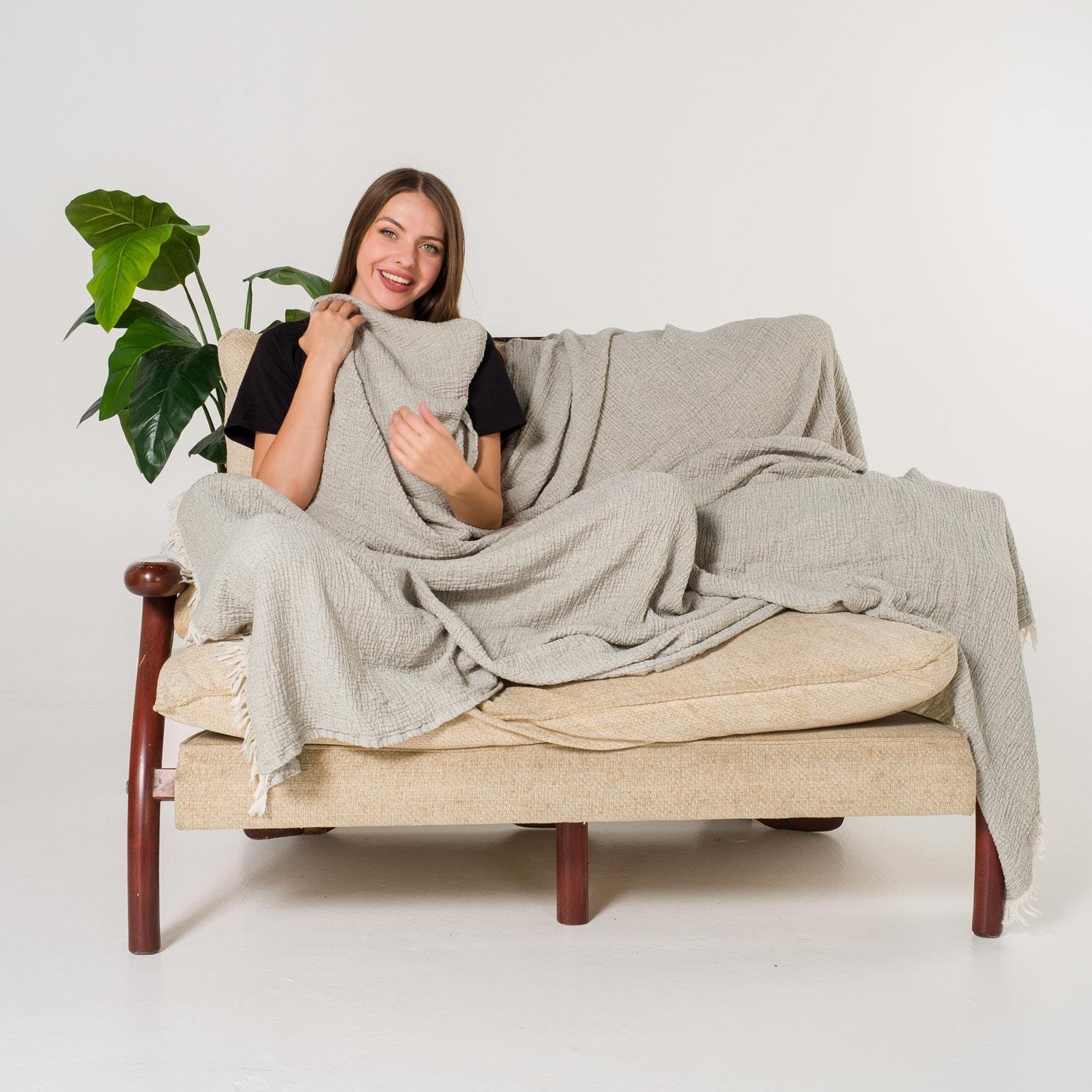 Yatak Örtüsü & Pike - Gold Müslin Çift Kişilik Çift Taraflı Yatak Örtüsü - Miespiga