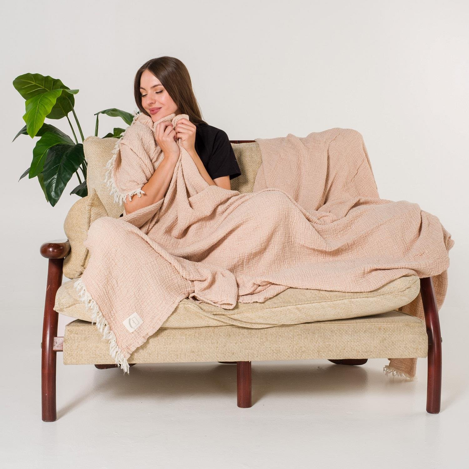 Yatak Örtüsü & Pike - Gold Müslin Çift Kişilik Çift Taraflı Yatak Örtüsü - Miespiga