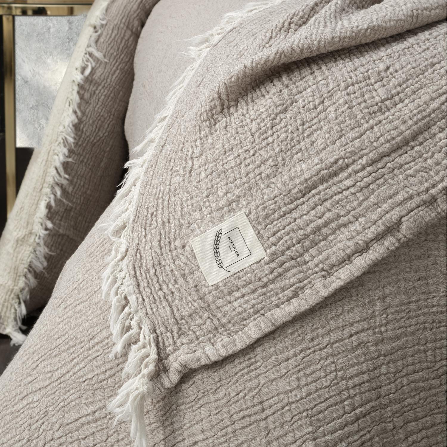 Yatak Örtüsü & Pike - Gold Müslin Çift Kişilik Çift Taraflı Yatak Örtüsü - Miespiga