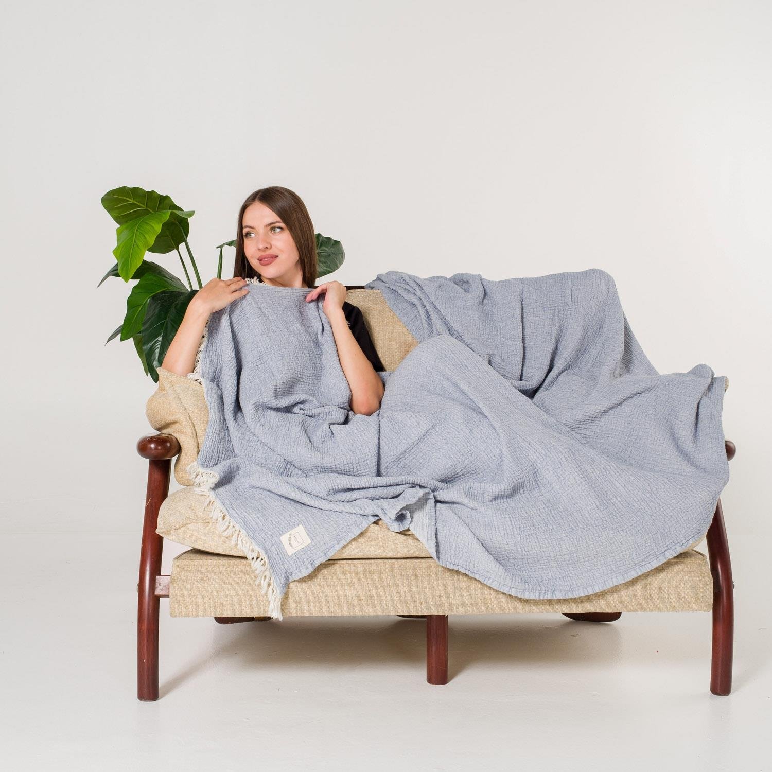 Yatak Örtüsü & Pike - Gold Müslin Çift Kişilik Çift Taraflı Yatak Örtüsü - Miespiga