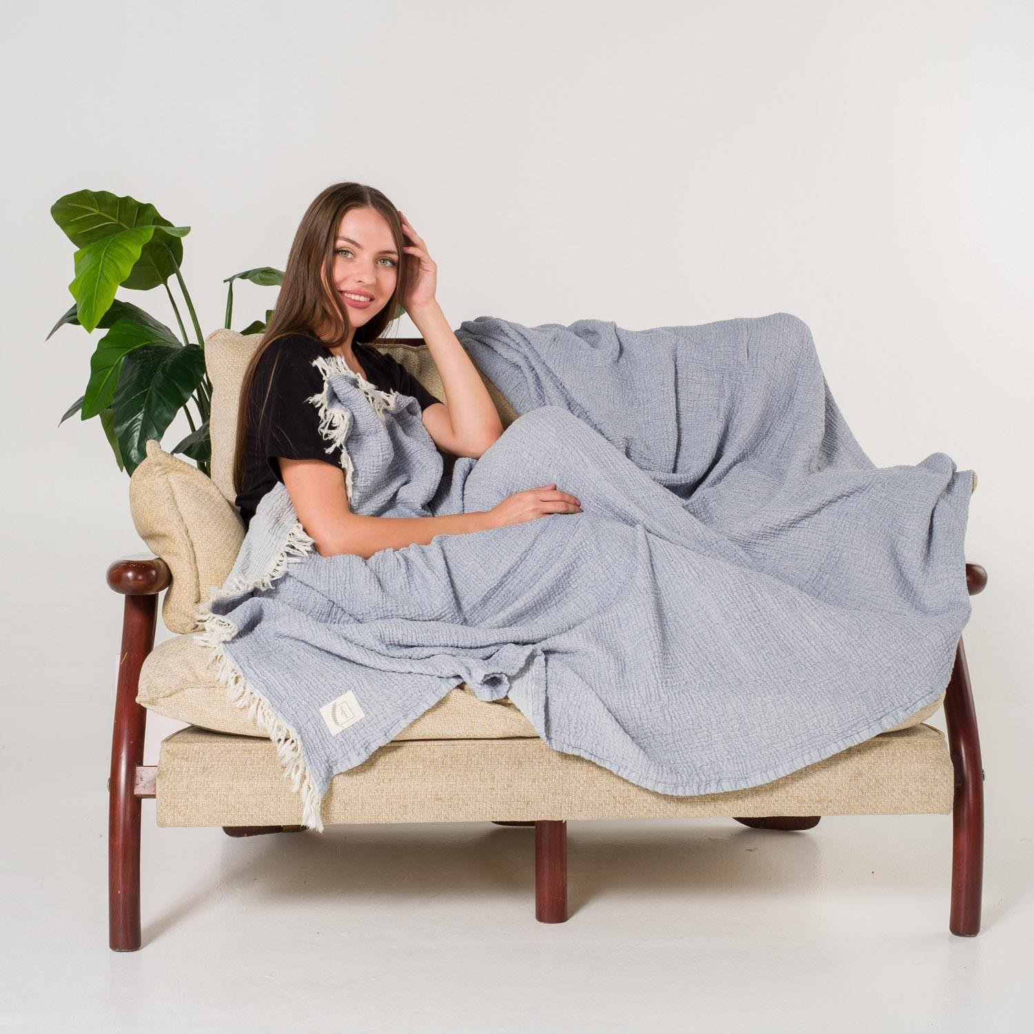 Yatak Örtüsü & Pike - Gold Müslin Çift Kişilik Çift Taraflı Yatak Örtüsü - Miespiga