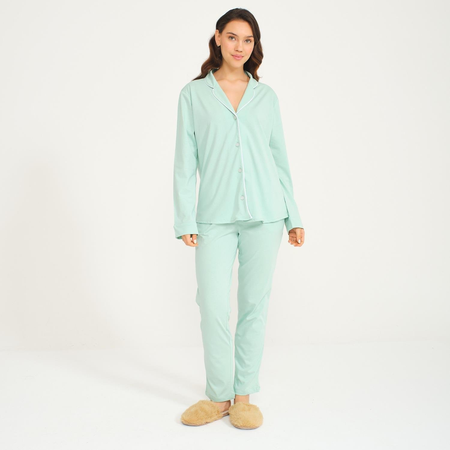 Pijama Takımı - Kadın Gömlek Pantolon Pijama Takımı - Miespiga