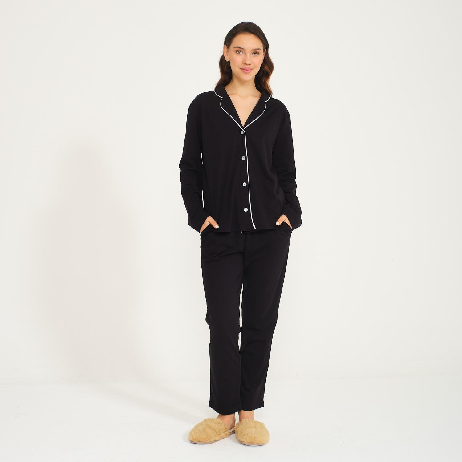 Pijama Takımı - Kadın Gömlek Pantolon Pijama Takımı - Miespiga