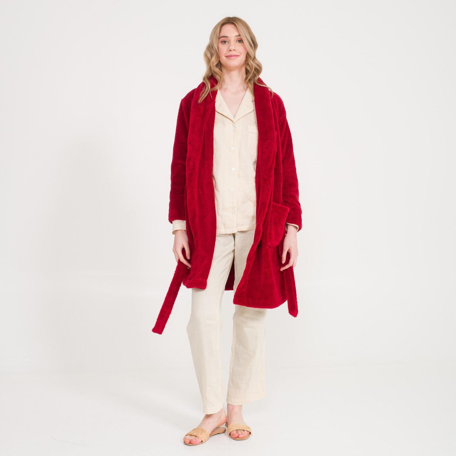 Sabahlık - Kadın Welsoft Şal Yaka Polar Sabahlık - Miespiga