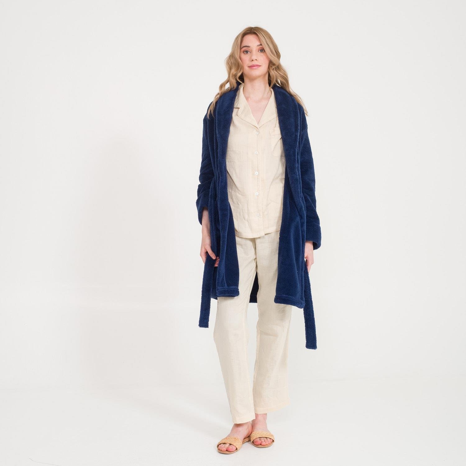 Sabahlık - Kadın Welsoft Şal Yaka Polar Sabahlık - Miespiga