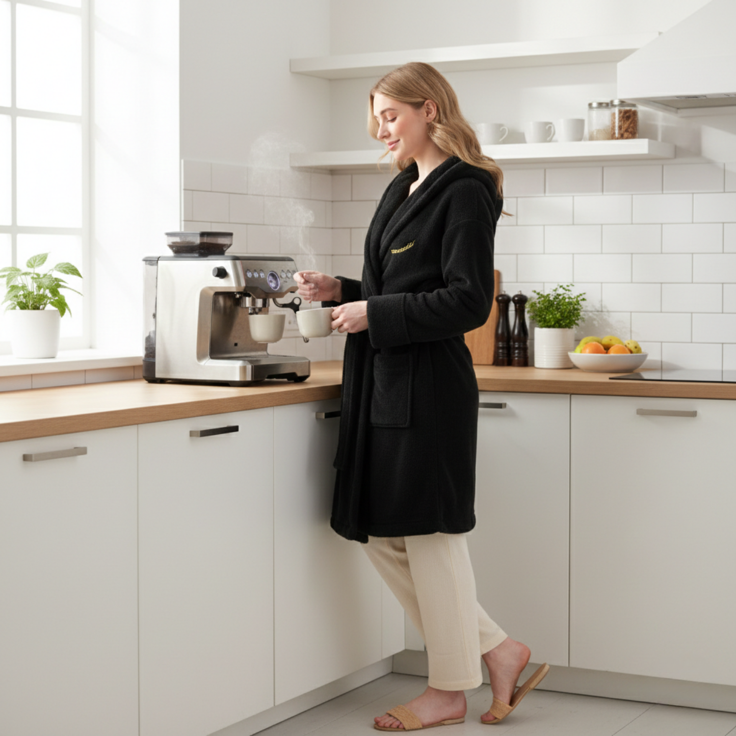 Sabahlık - Kadın Welsoft Şal Yaka Polar Sabahlık - Miespiga