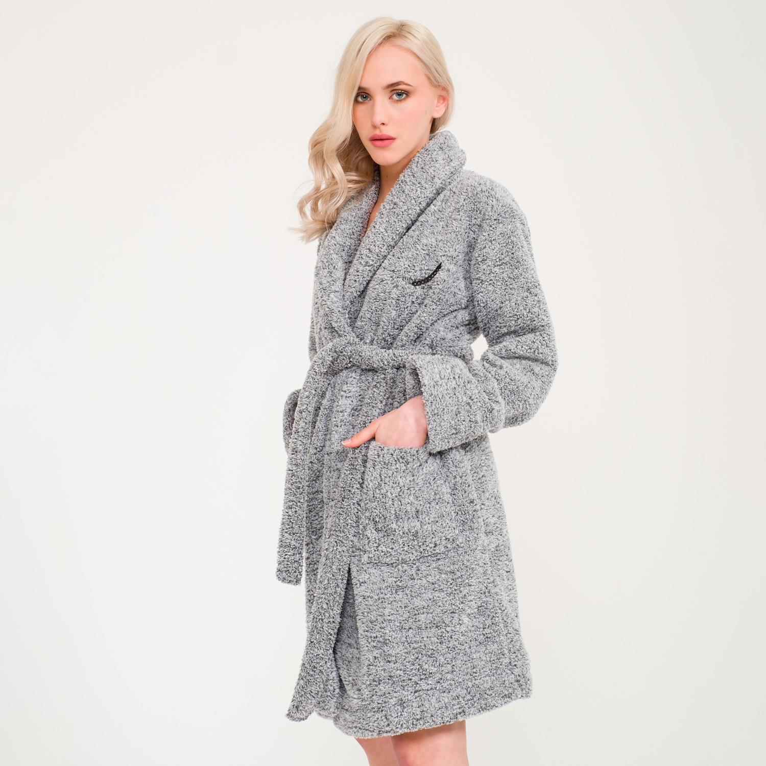 Sabahlık - Kadın Welsoft Şal Yaka Polar Sabahlık - Miespiga