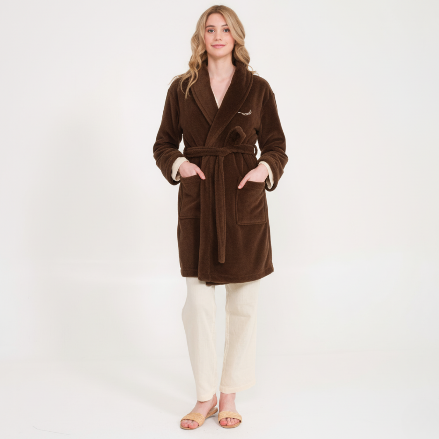 Sabahlık - Kadın Welsoft Şal Yaka Polar Sabahlık - Miespiga