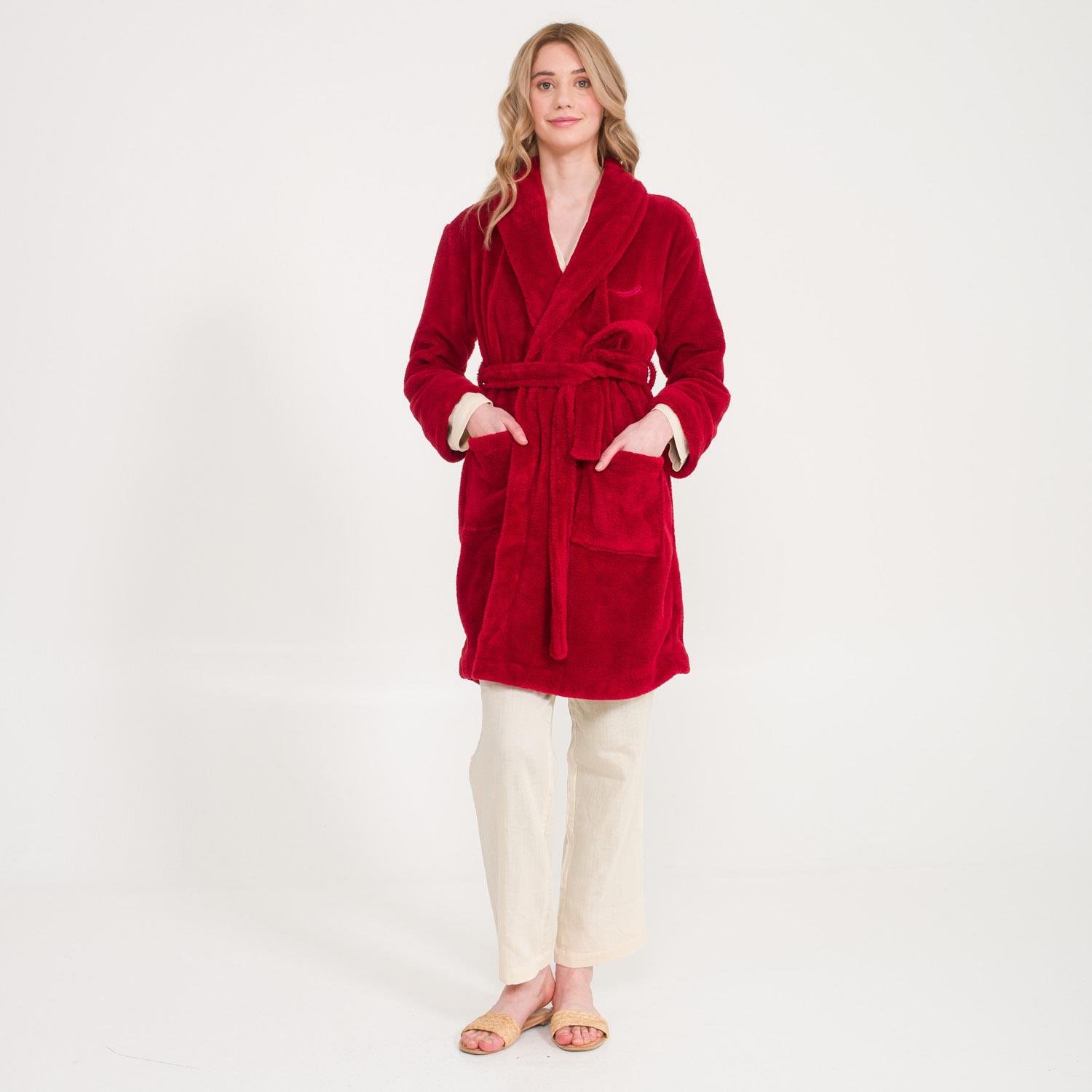 Sabahlık - Kadın Welsoft Şal Yaka Polar Sabahlık - Miespiga