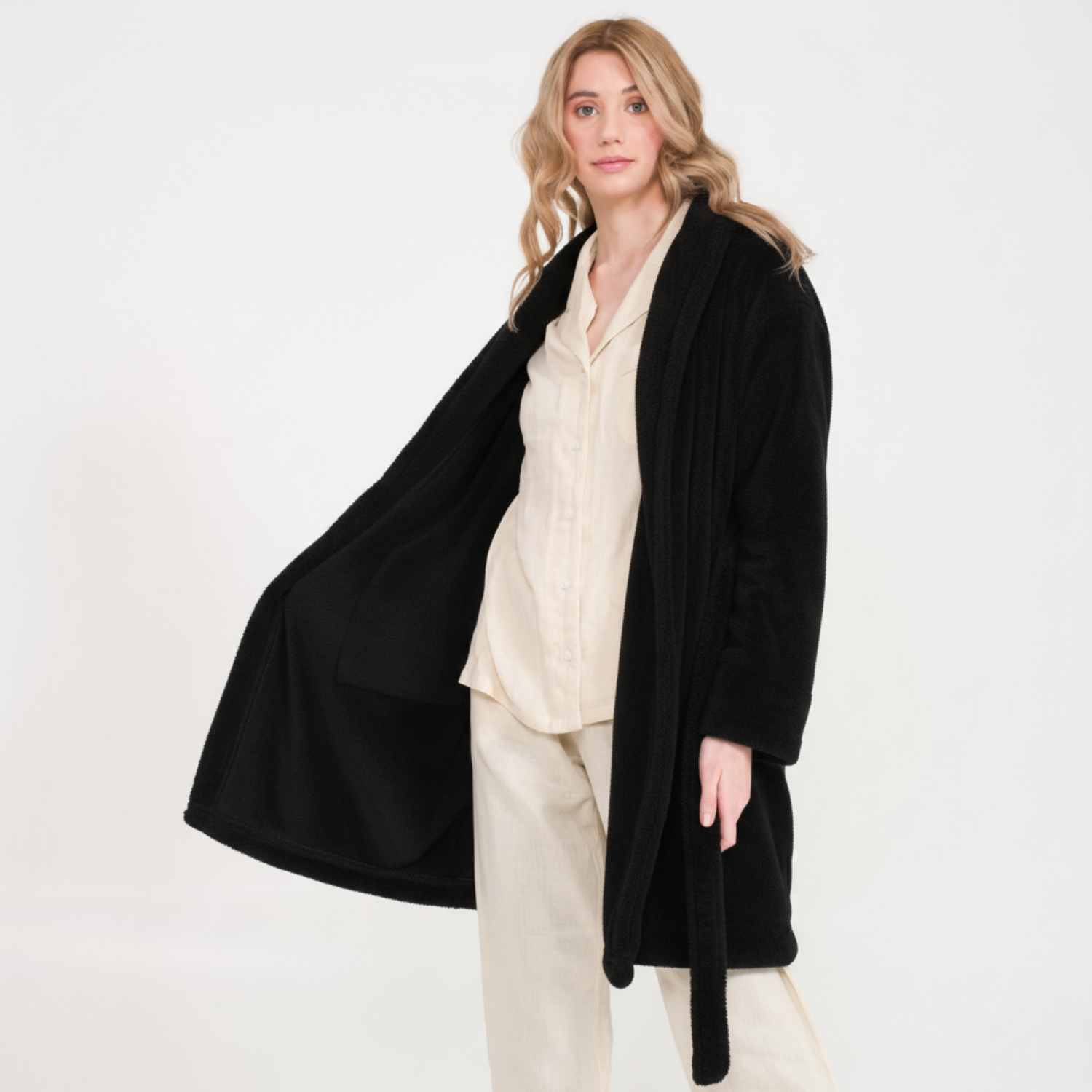 Sabahlık - Kadın Welsoft Şal Yaka Polar Sabahlık - Miespiga