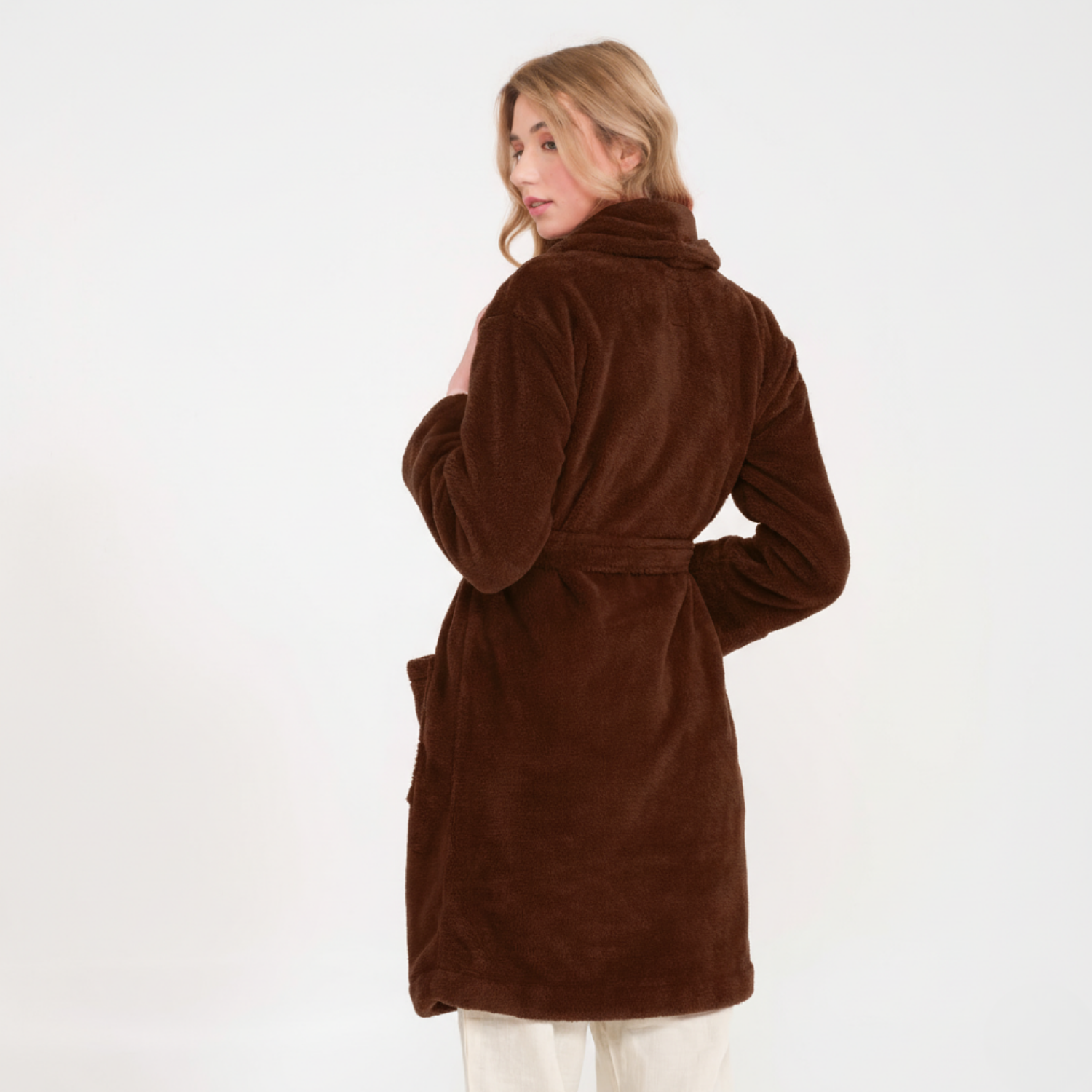 Sabahlık - Kadın Welsoft Şal Yaka Polar Sabahlık - Miespiga