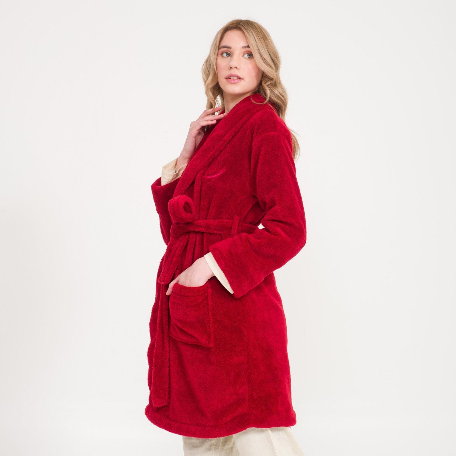 Sabahlık - Kadın Welsoft Şal Yaka Polar Sabahlık - Miespiga